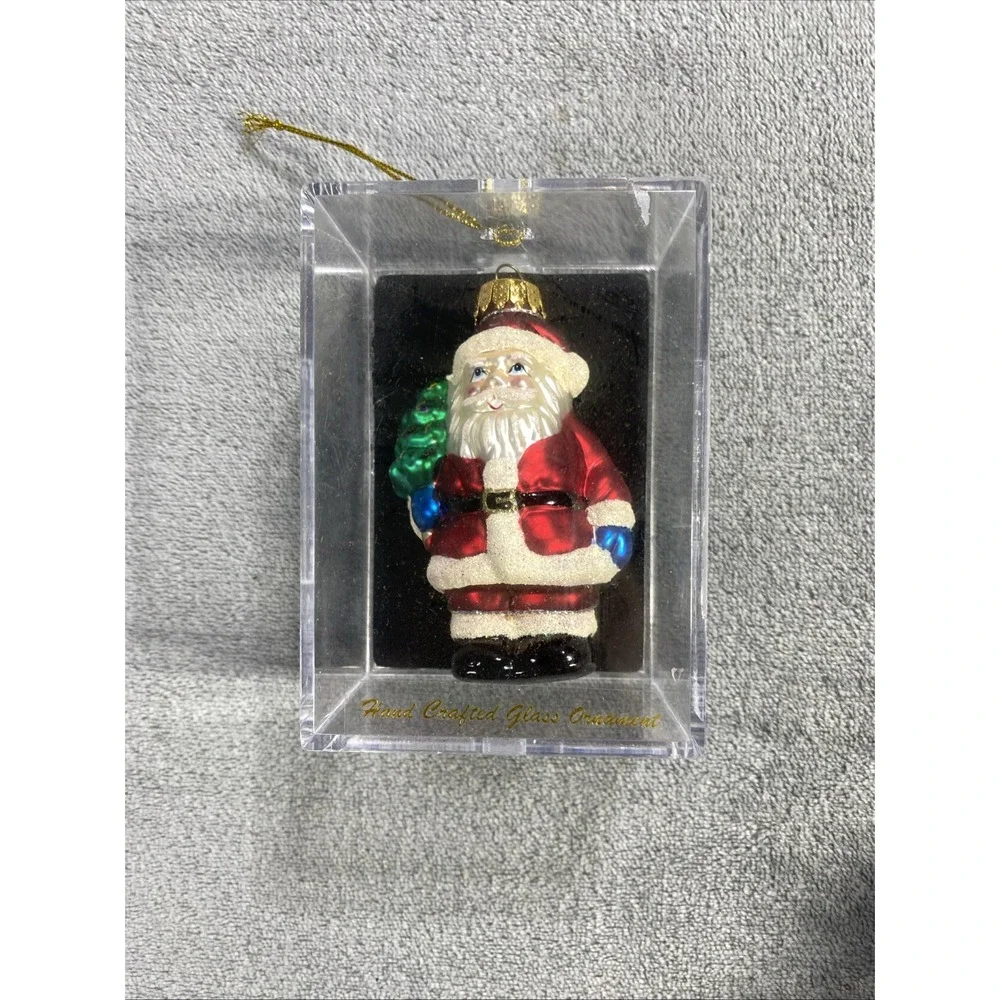 Vintage Target Brand Glass‎ Christmas Ornament 2002 Santa Clause Hand Crafted 4
